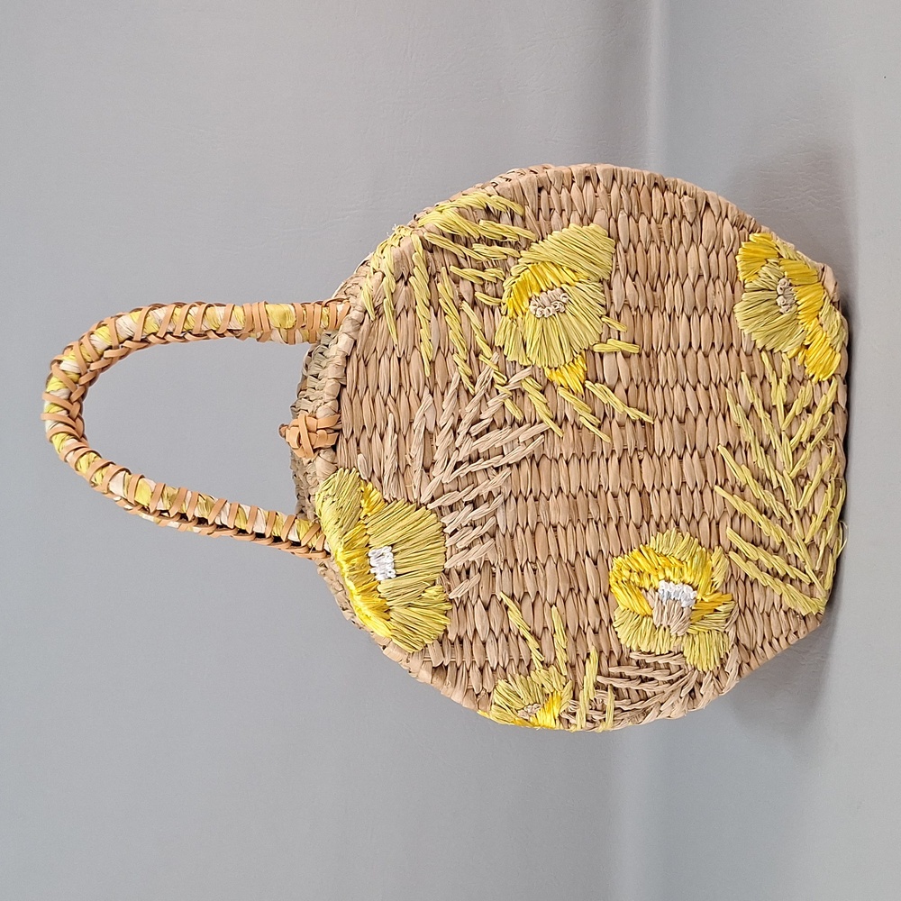 Aranaz Straw Tote Yellow Flower